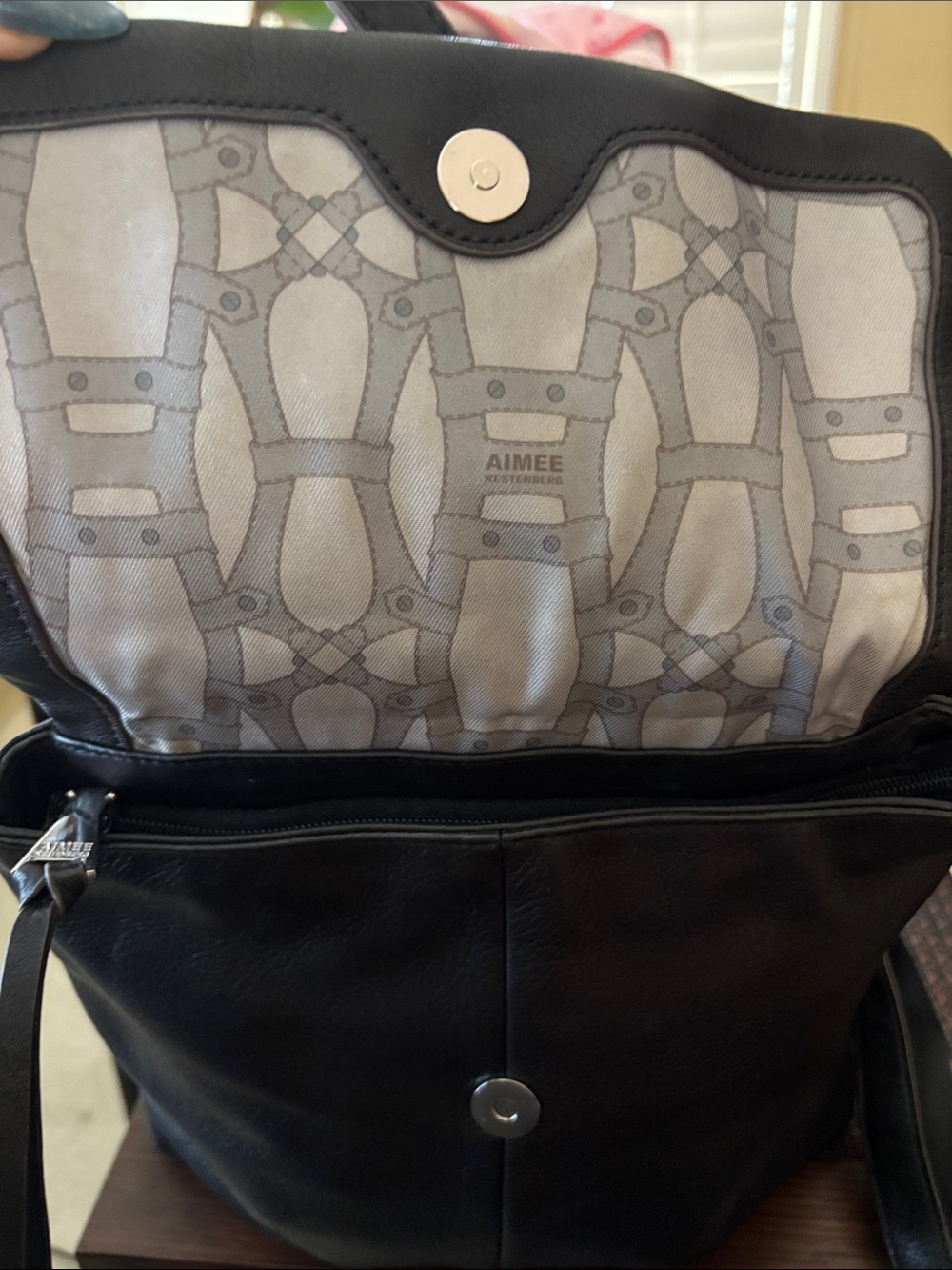 Aimee Kestenberg Convertible
Leather Backpack Black Belt Buckle Silver Hardware - Picture 3 of 7